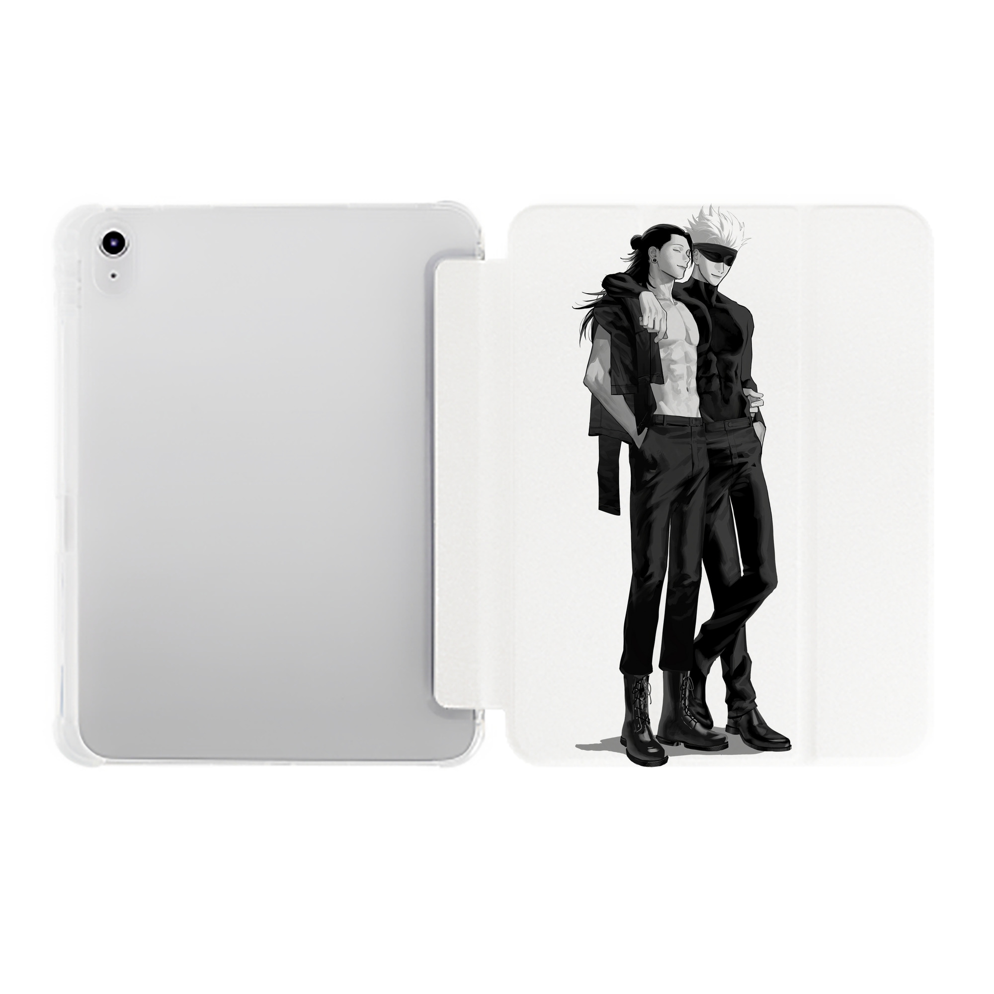 （画像用） 呪術廻戦 Jujutsu Kaisen IPad ケース ペン収納付き 三つ折りスタンド PUレザー×シリコン 対応機種9.5/10.5/10.9インチ